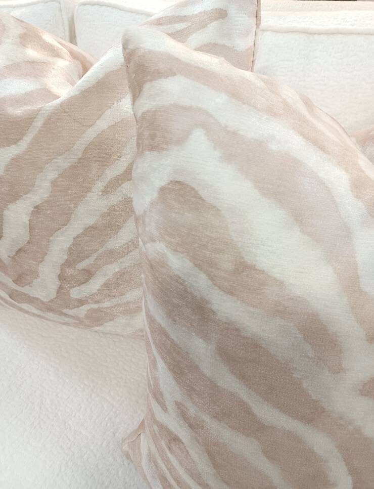 Blush and Cream Zebra Pillow Cover
