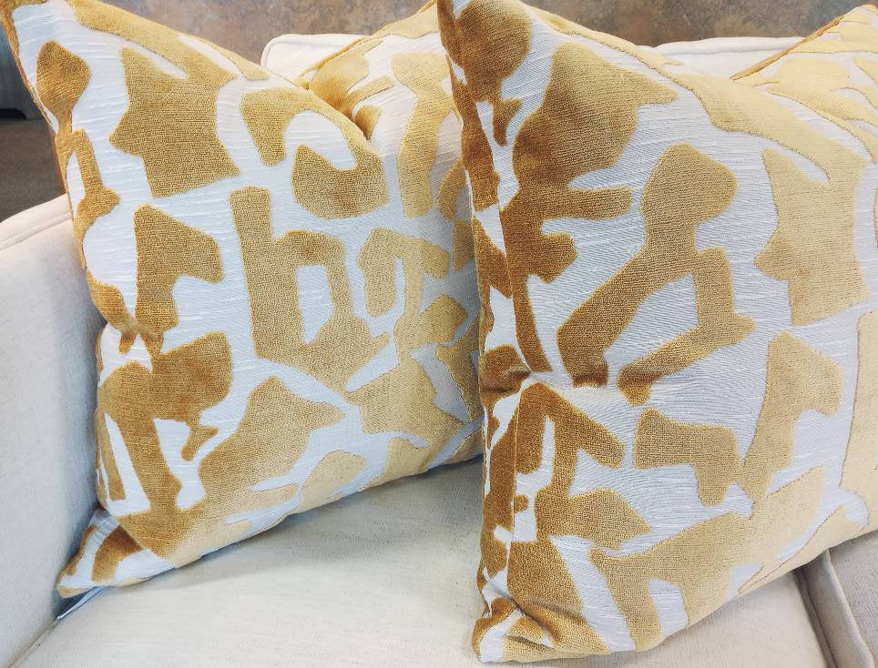 Gold velvet geometric contemporary pillow cover
