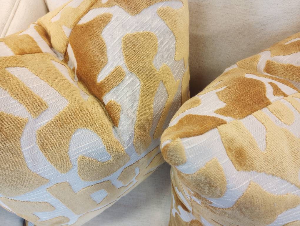 Gold velvet geometric contemporary pillow cover