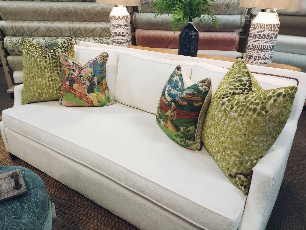 Green cut velvet dot pillow cover
