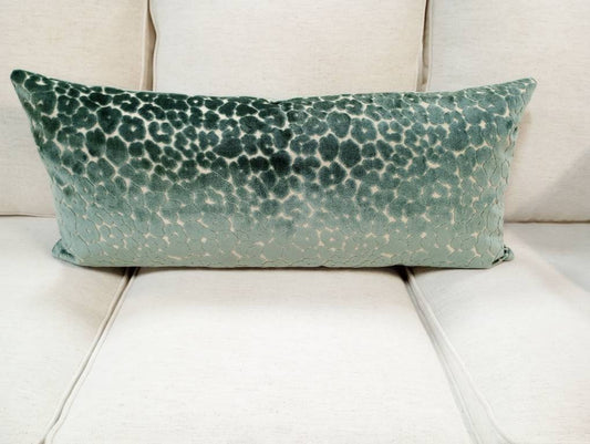 Sea salt green leopard print velvet pillow cover