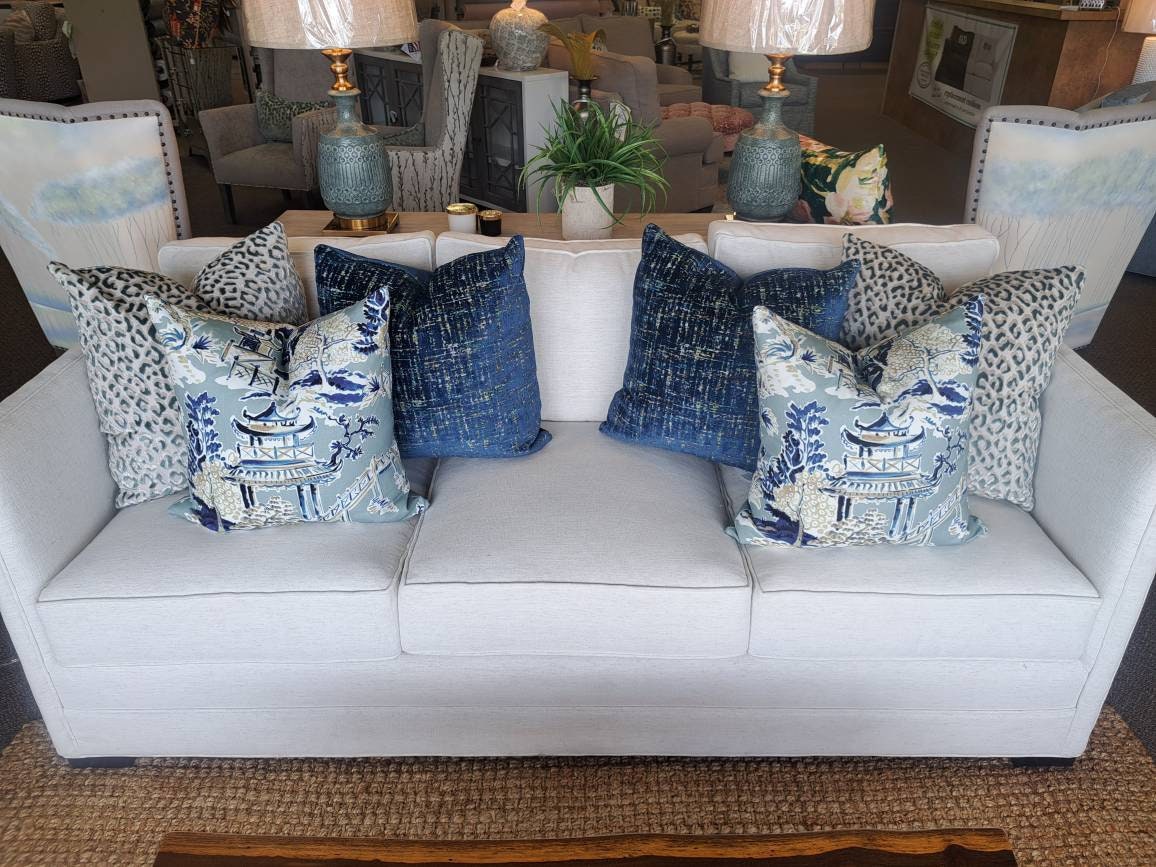 Ming Stone Chinoiserie Pagoda Print Pillow Cover