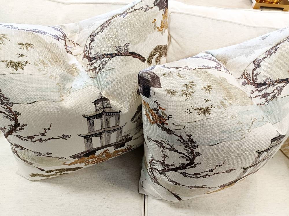 SEASALT Pagoda Chinoiserie Print Pillow Cover