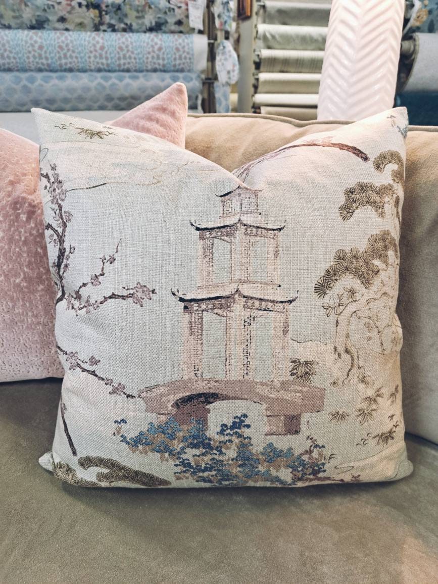 SEASALT Pagoda Chinoiserie Print Pillow Cover