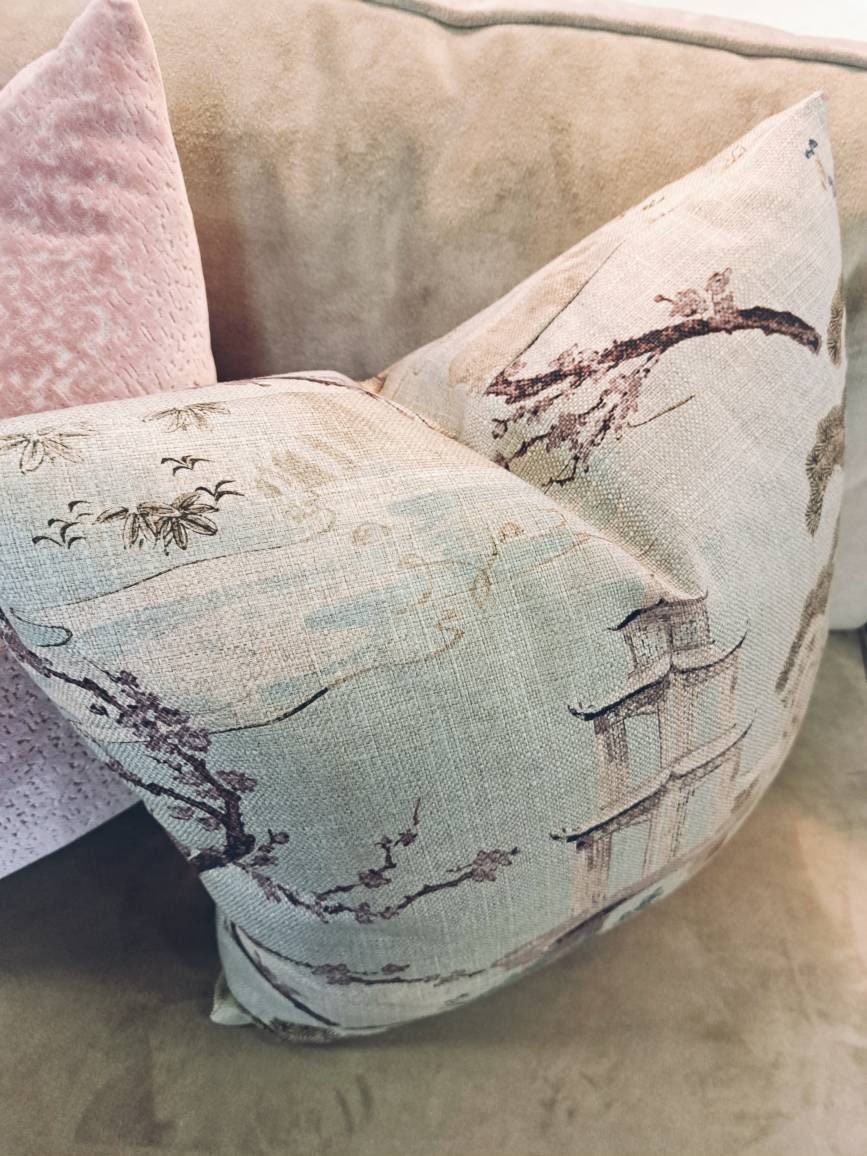 SEASALT Pagoda Chinoiserie Print Pillow Cover