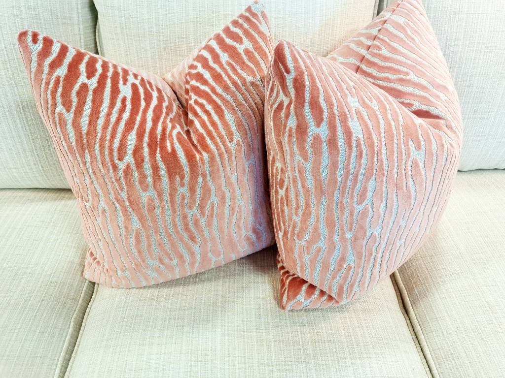 Orange Abstract Stripe Cut Velvet Pillow Cover