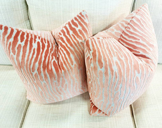 Orange Abstract Stripe Cut Velvet Pillow Cover
