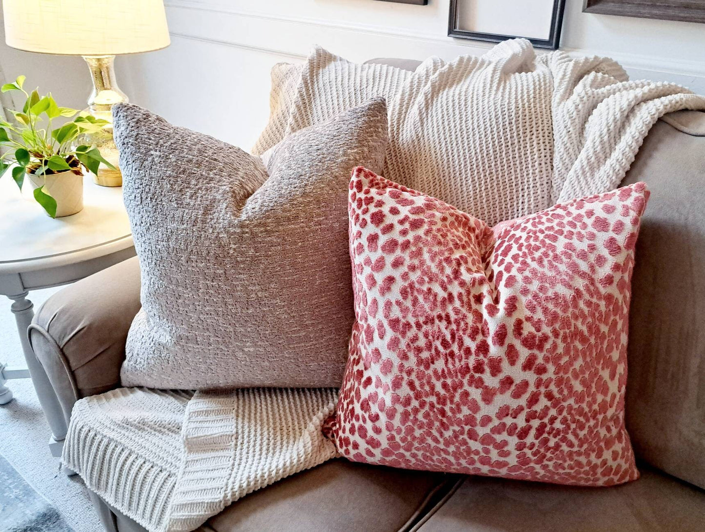 Coral Leapard Velvet Pillow Cover