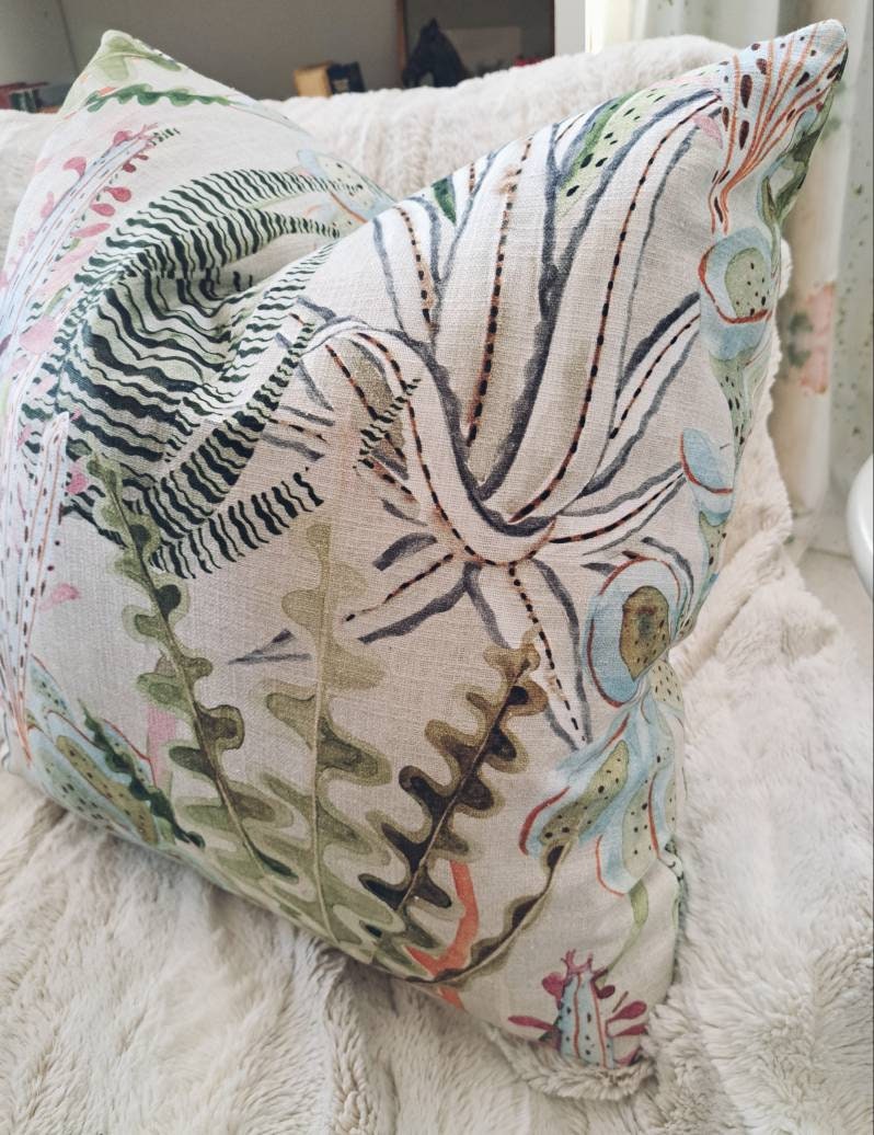 Succulent Pastel Floral Pillow Cover