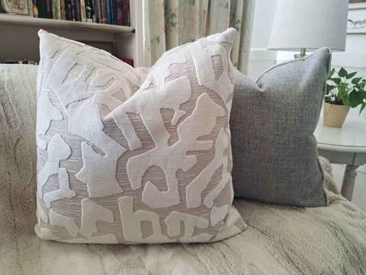 White Velvet Geometric Pillow Cover