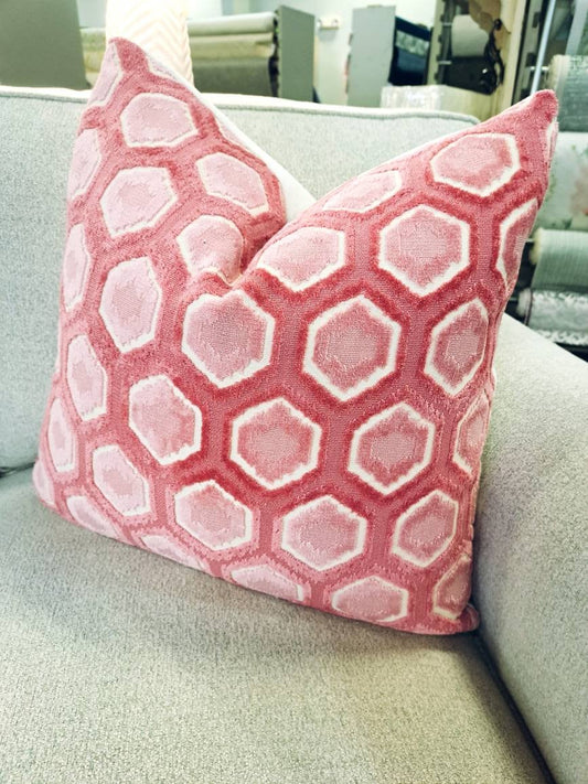 Blush Pink Geometric Velvet Pillow Cover