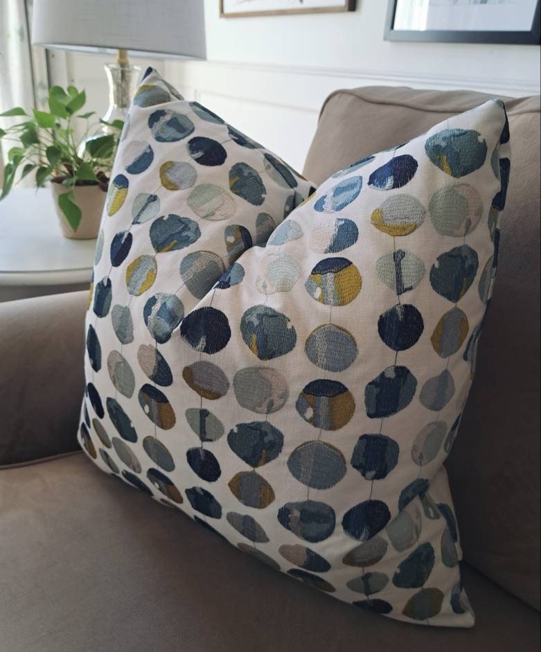 Contemporary pattern modern blue dot pillow cover