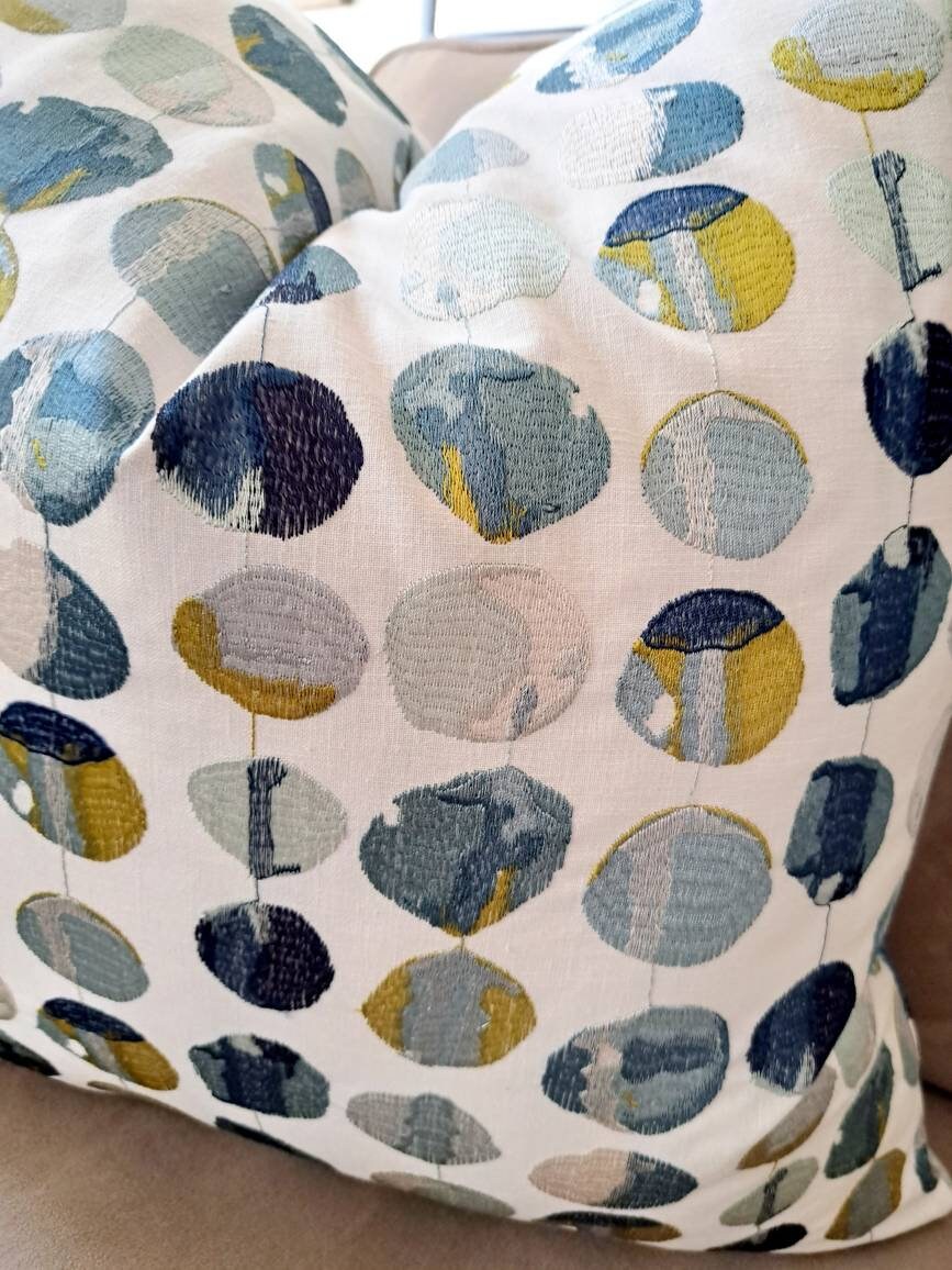 Contemporary pattern modern blue dot pillow cover
