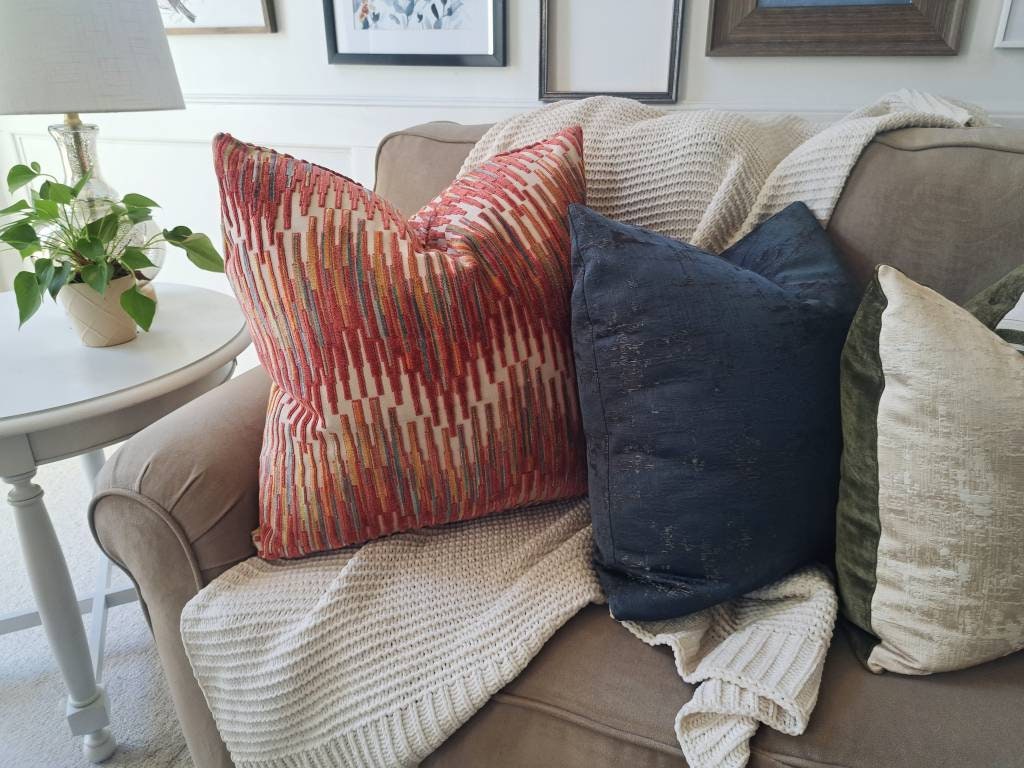 Coral Mango Boho Velvet Pillow Cover