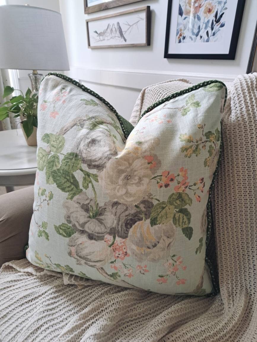 Spring Seasalt Green Blush Floral Pillow Cover