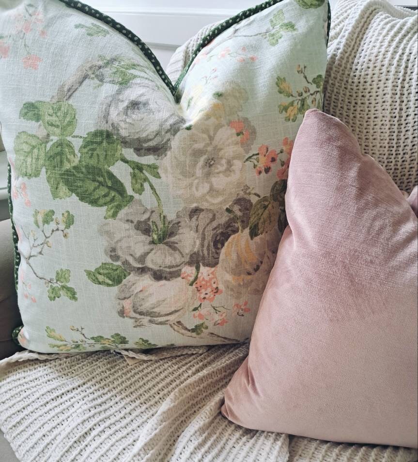Spring Seasalt Green Blush Floral Pillow Cover
