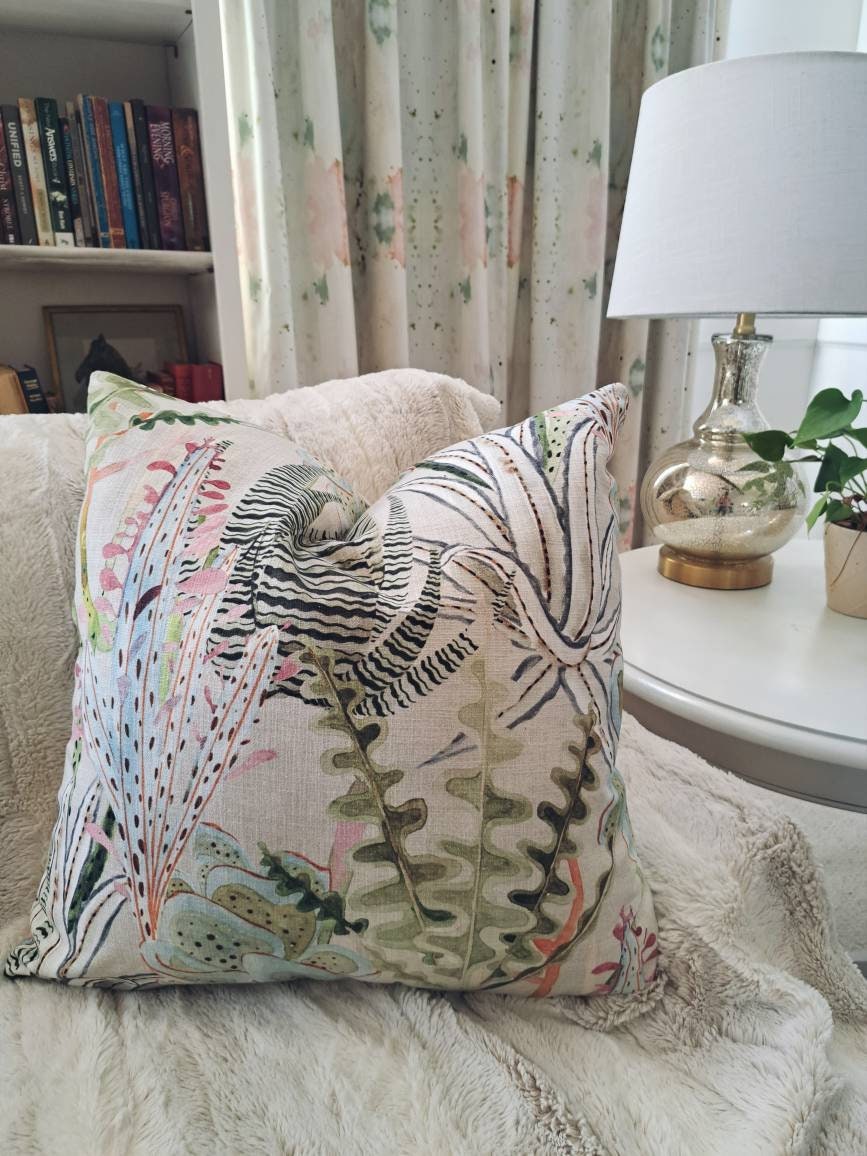 Succulent Pastel Floral Pillow Cover