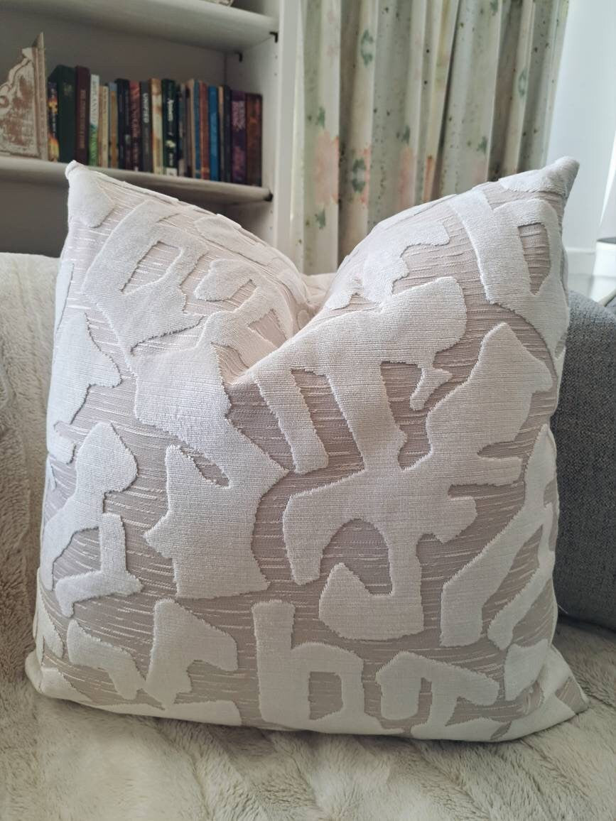 White Velvet Geometric Pillow Cover