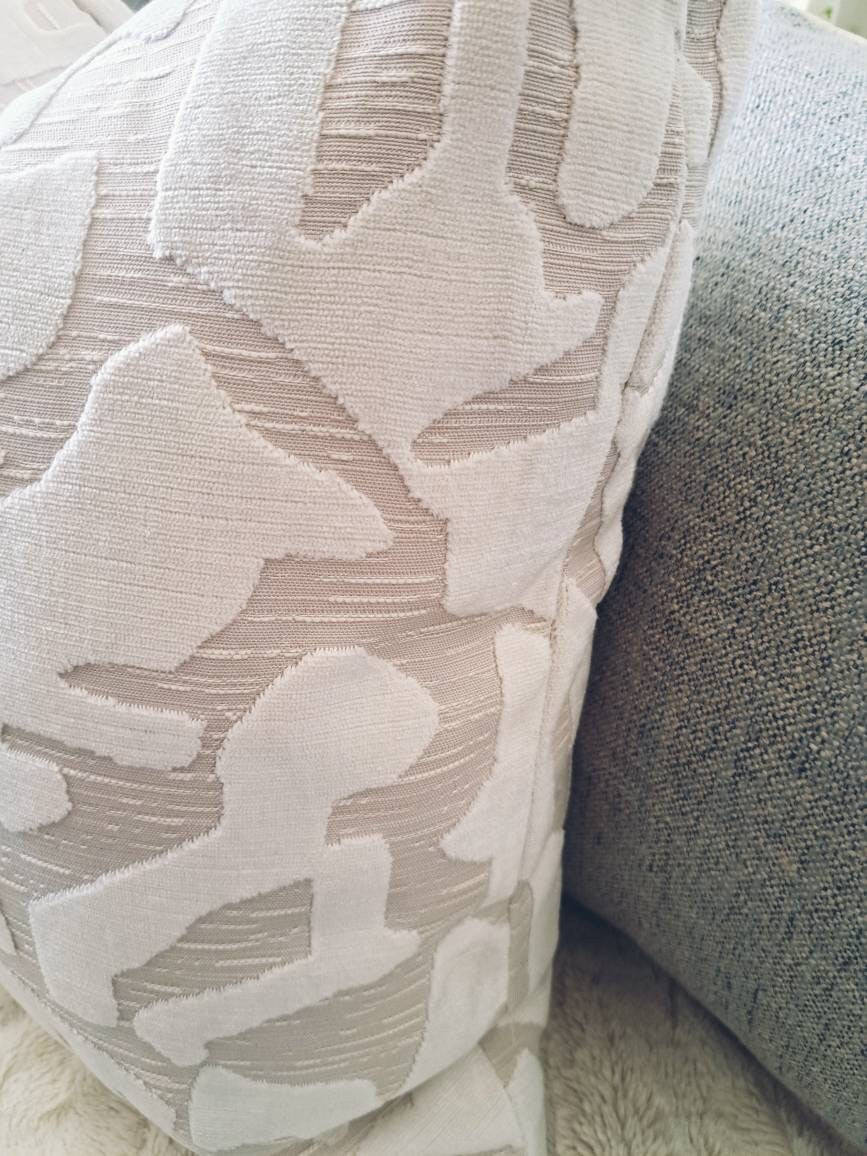 White Velvet Geometric Pillow Cover