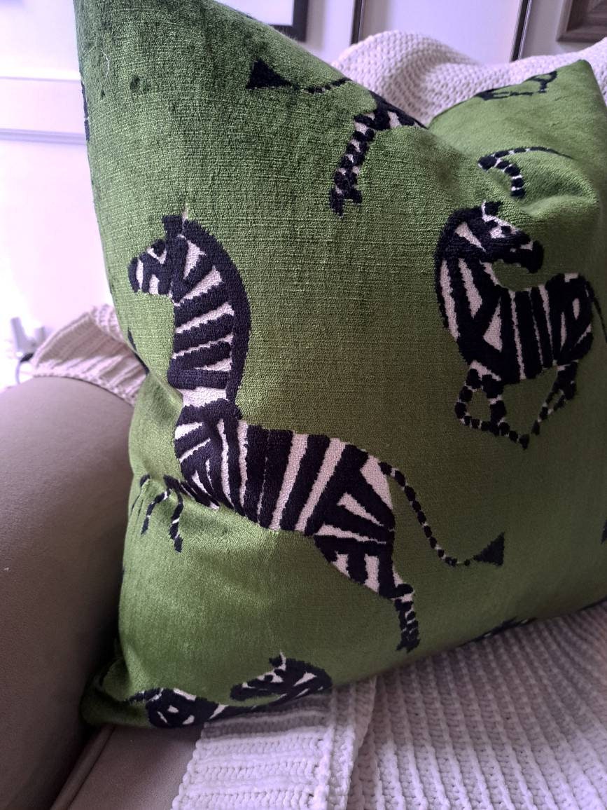 Emerald Green Dancing Zebra Pillow Cover