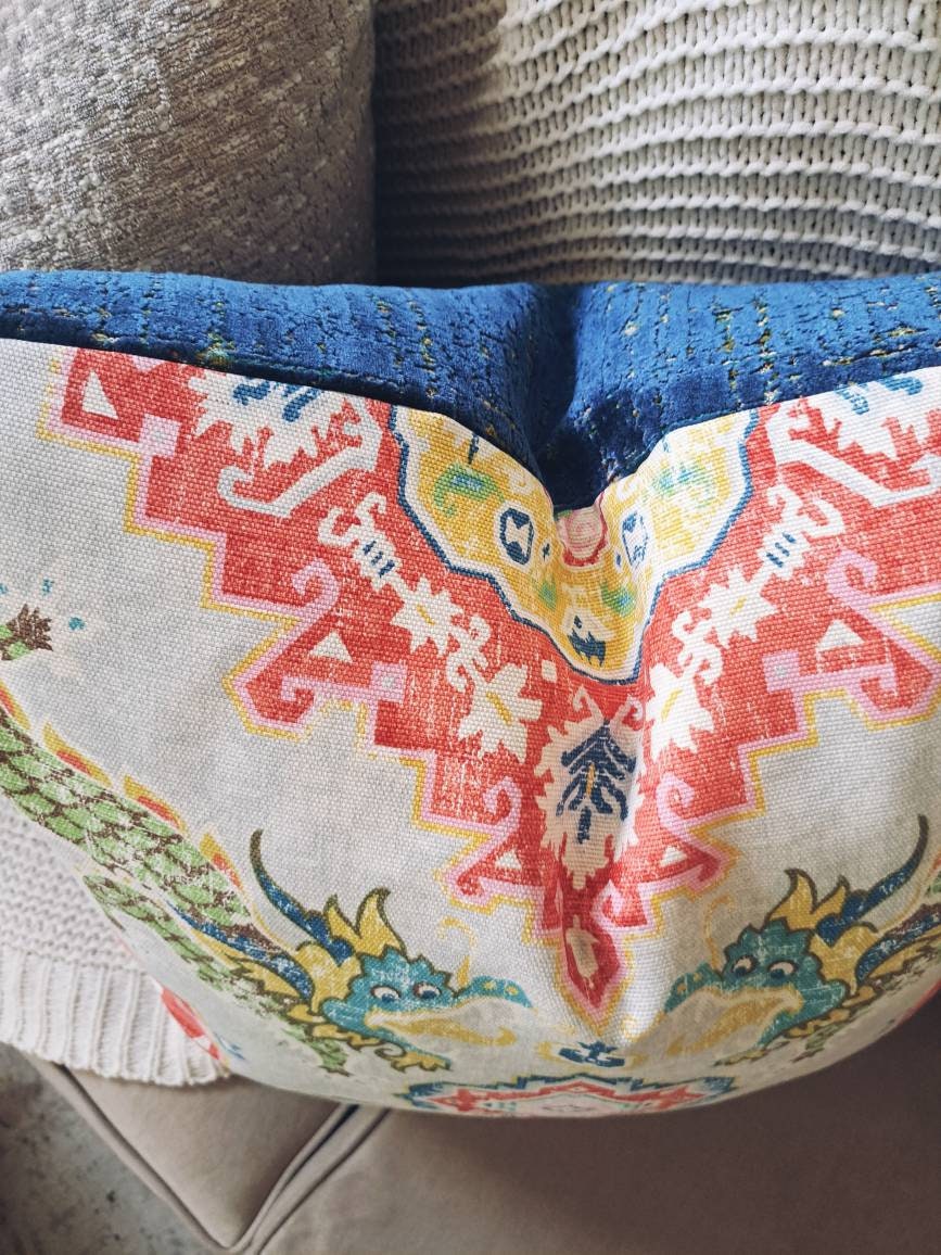 Colorful Dragon Chinoiserie Pillow Cover