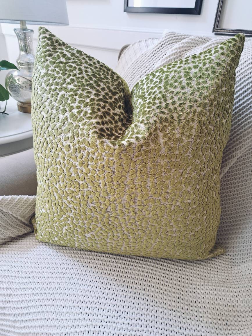 Green speckled cut velvet pillow cover
