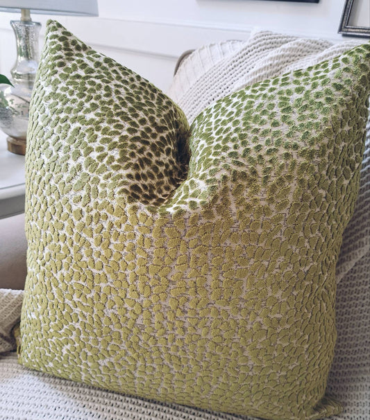 Green speckled cut velvet pillow cover