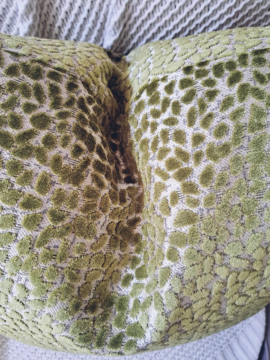 Green speckled cut velvet pillow cover