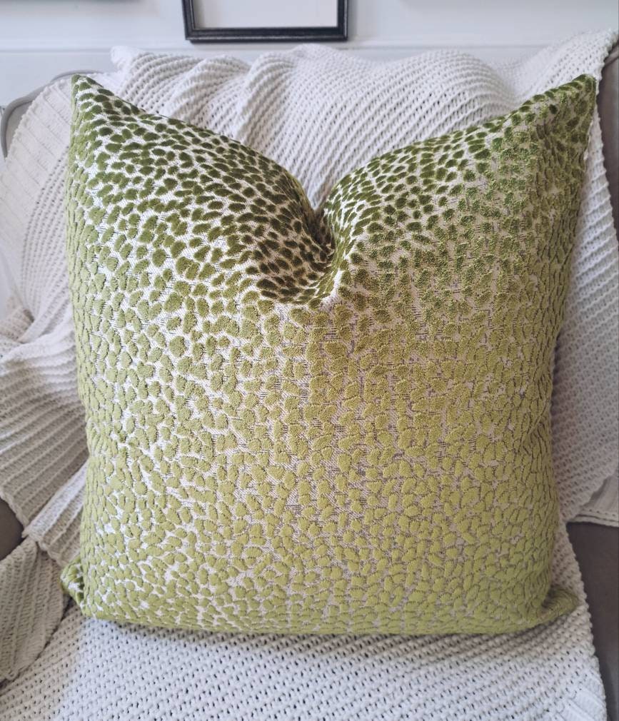 Green speckled cut velvet pillow cover