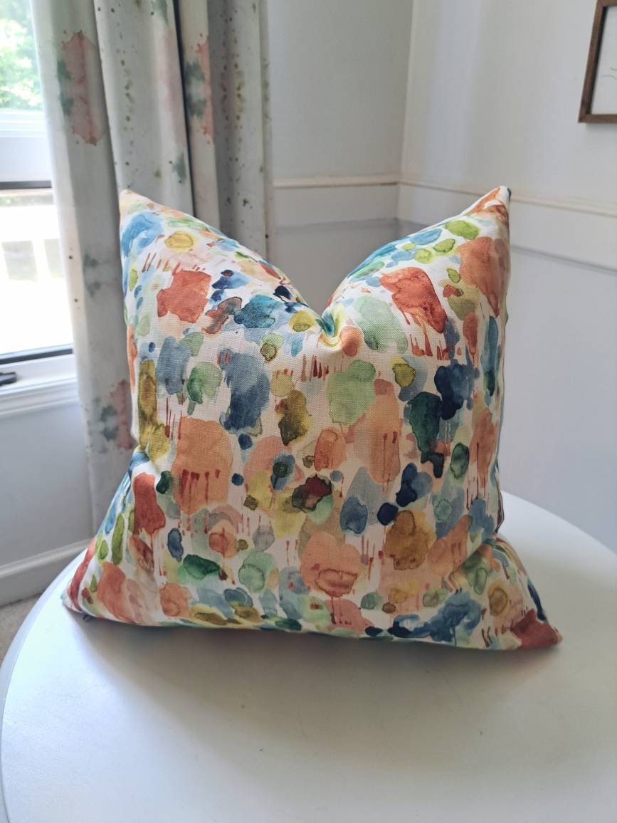 Multicolor brushstroke watercolor pillow cover