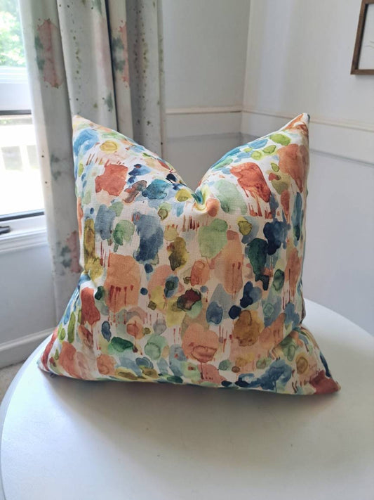 Multicolor brushstroke watercolor pillow cover