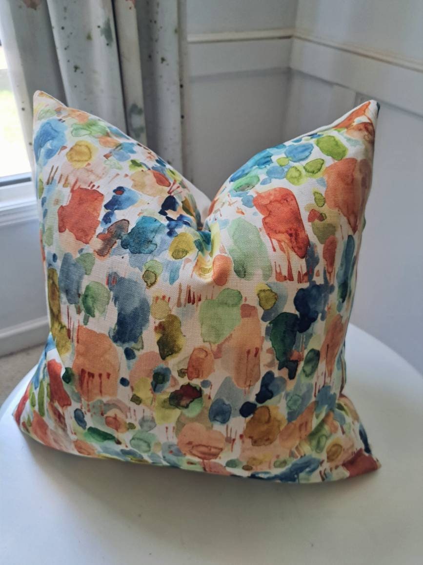 Multicolor brushstroke watercolor pillow cover