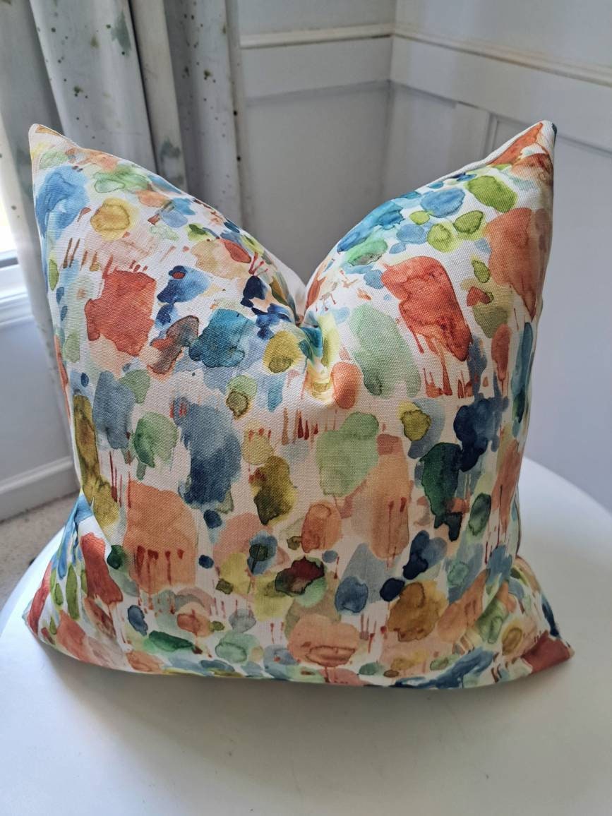 Multicolor brushstroke watercolor pillow cover