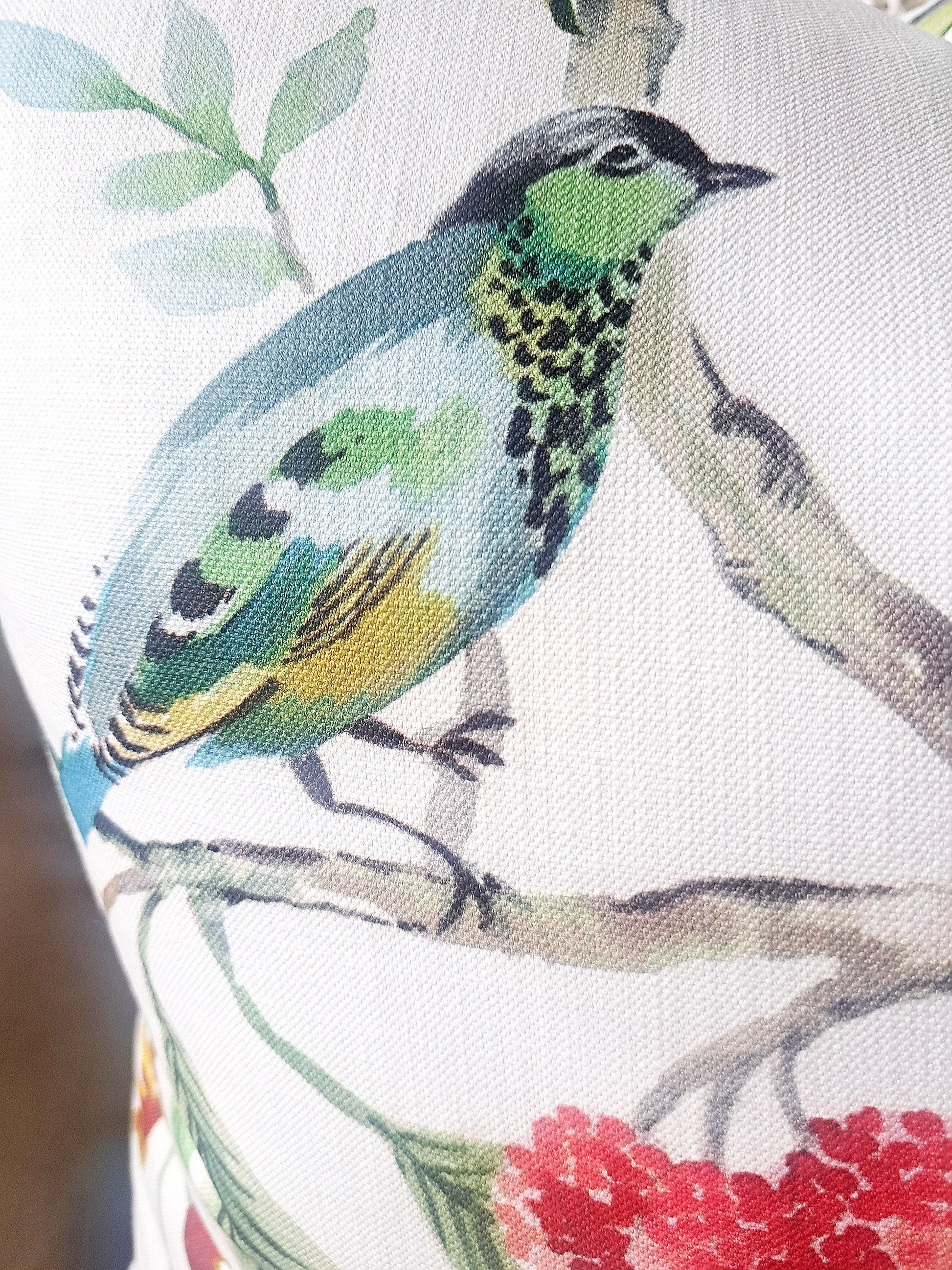 Paradise Leaf Tropical Floral Bird Print Pillow Cover