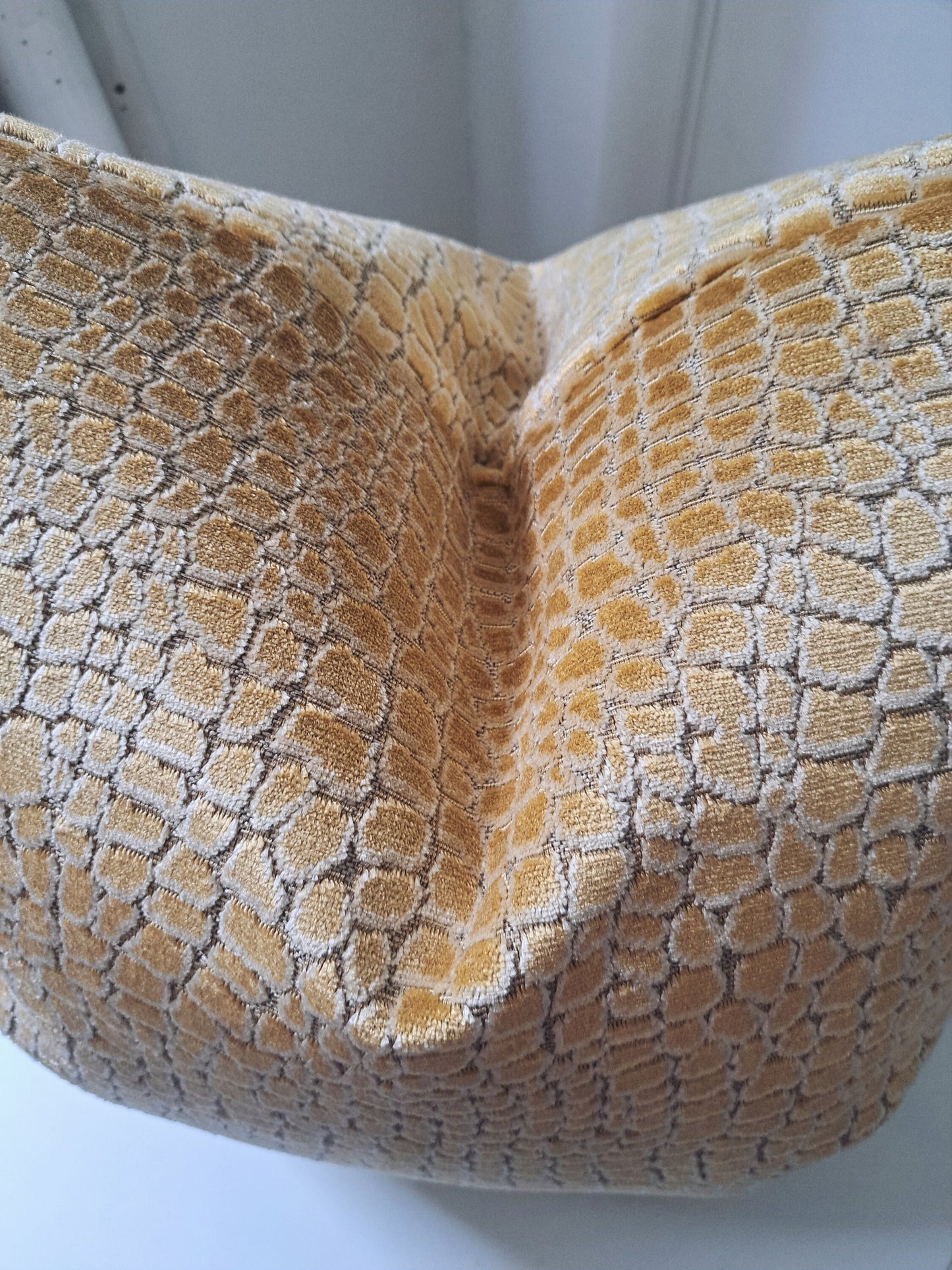 Gold cut velvet crocodile pattern pillow cover