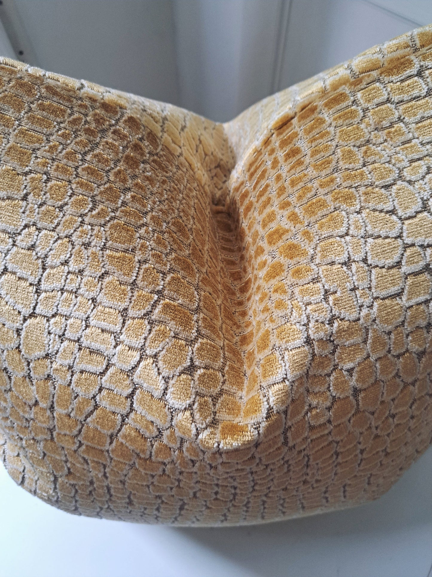 Gold cut velvet crocodile pattern pillow cover