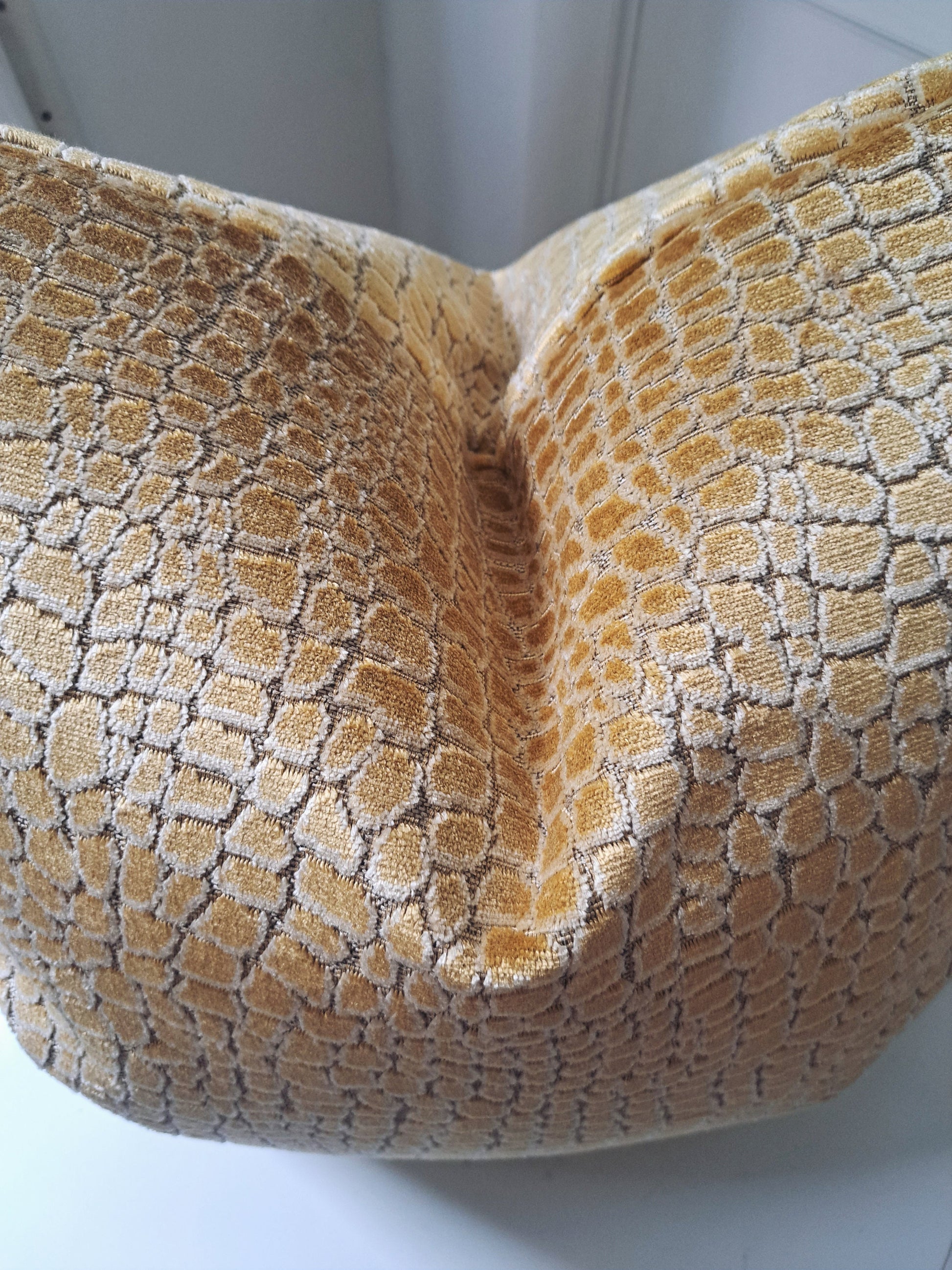 Gold cut velvet crocodile pattern pillow cover