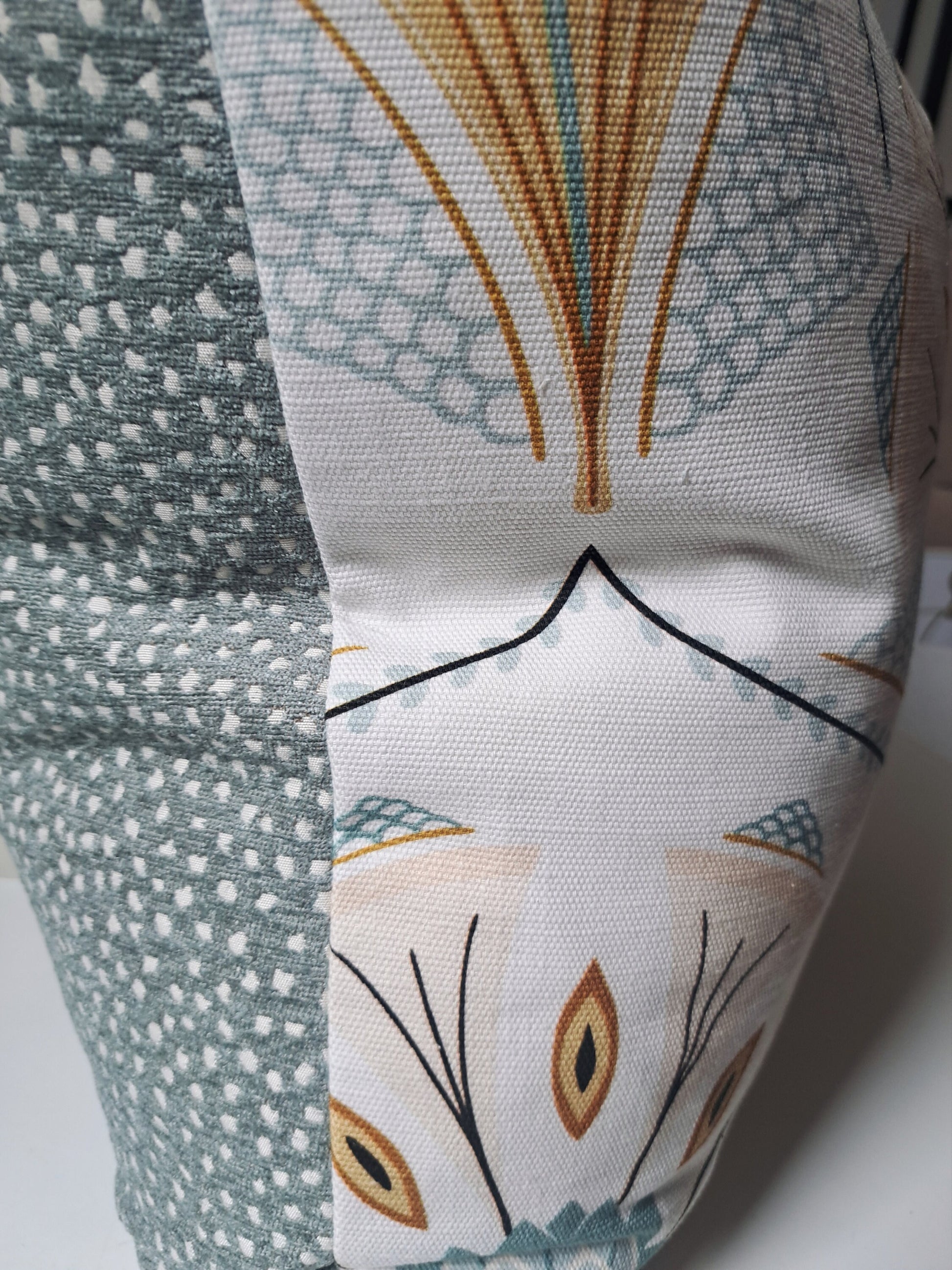 Peacock plumeau blue and gold pillow cover