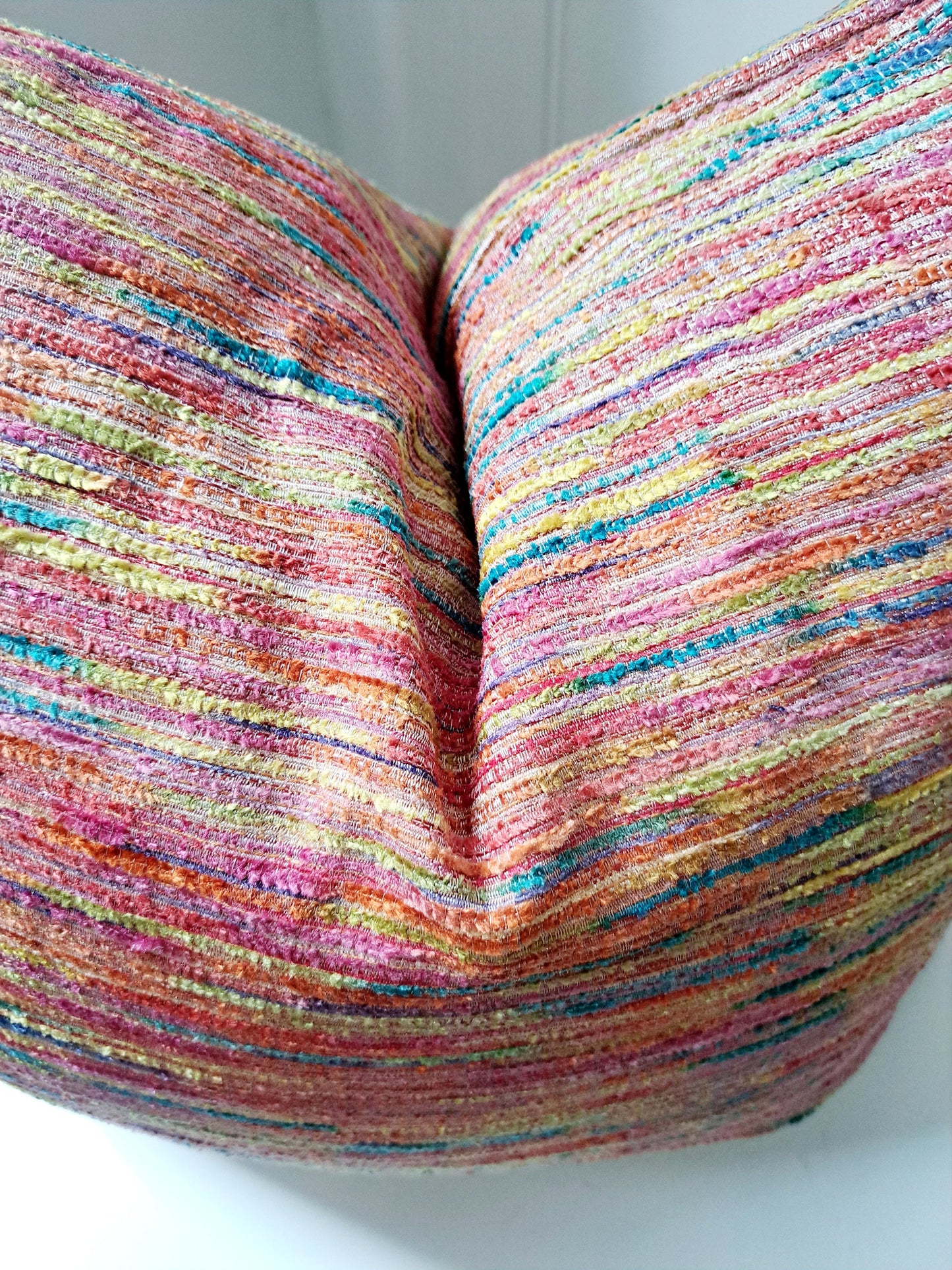 Multi color pink orange stripe print pillow cover