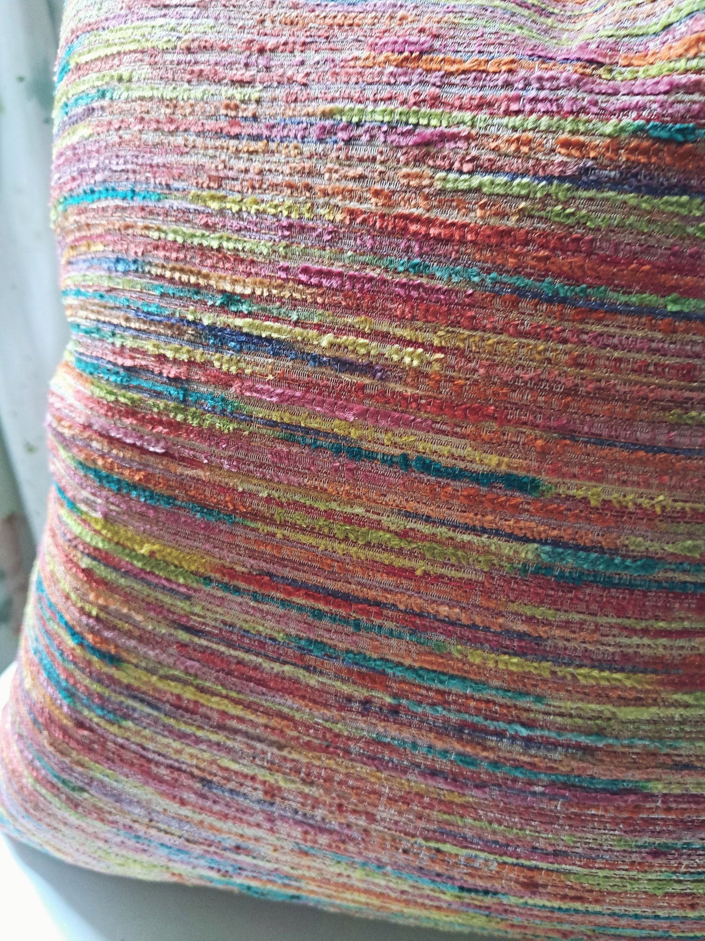 Multi color pink orange stripe print pillow cover