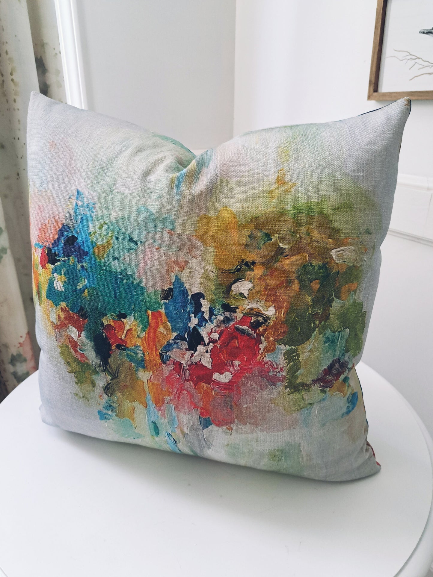 Teal Pink Watercolor Pattern Pillow Cover