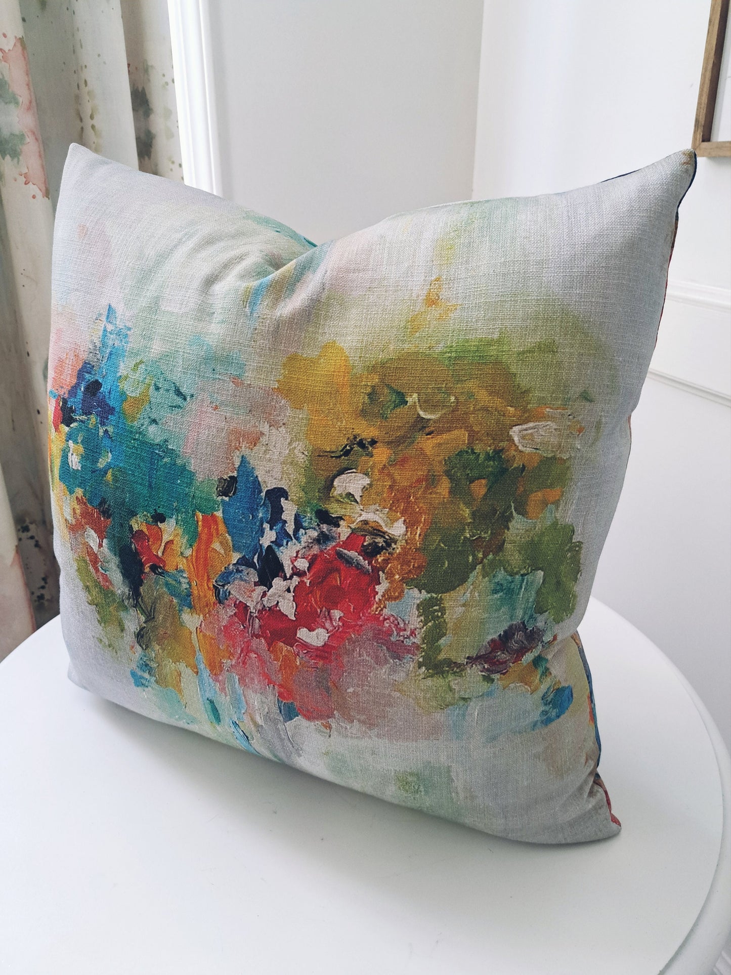 Teal Pink Watercolor Pattern Pillow Cover