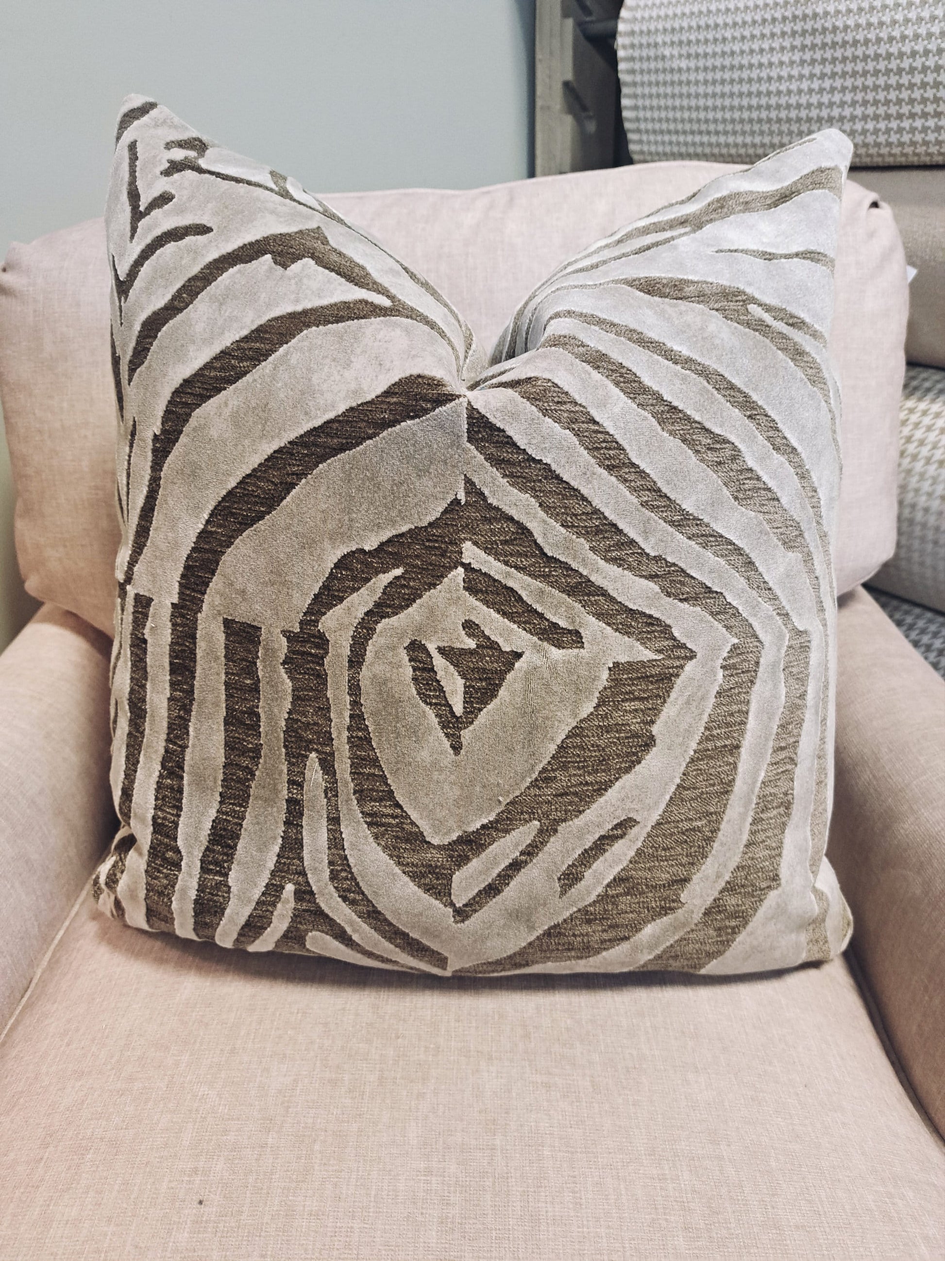 Zebra Velvet Pillow Cover Beige or Navy