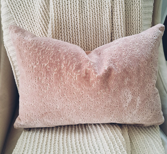 Blush Pink Velvet Textured Pillow Cover