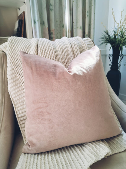 Blush Pink Smooth Velvet Pillow Cover