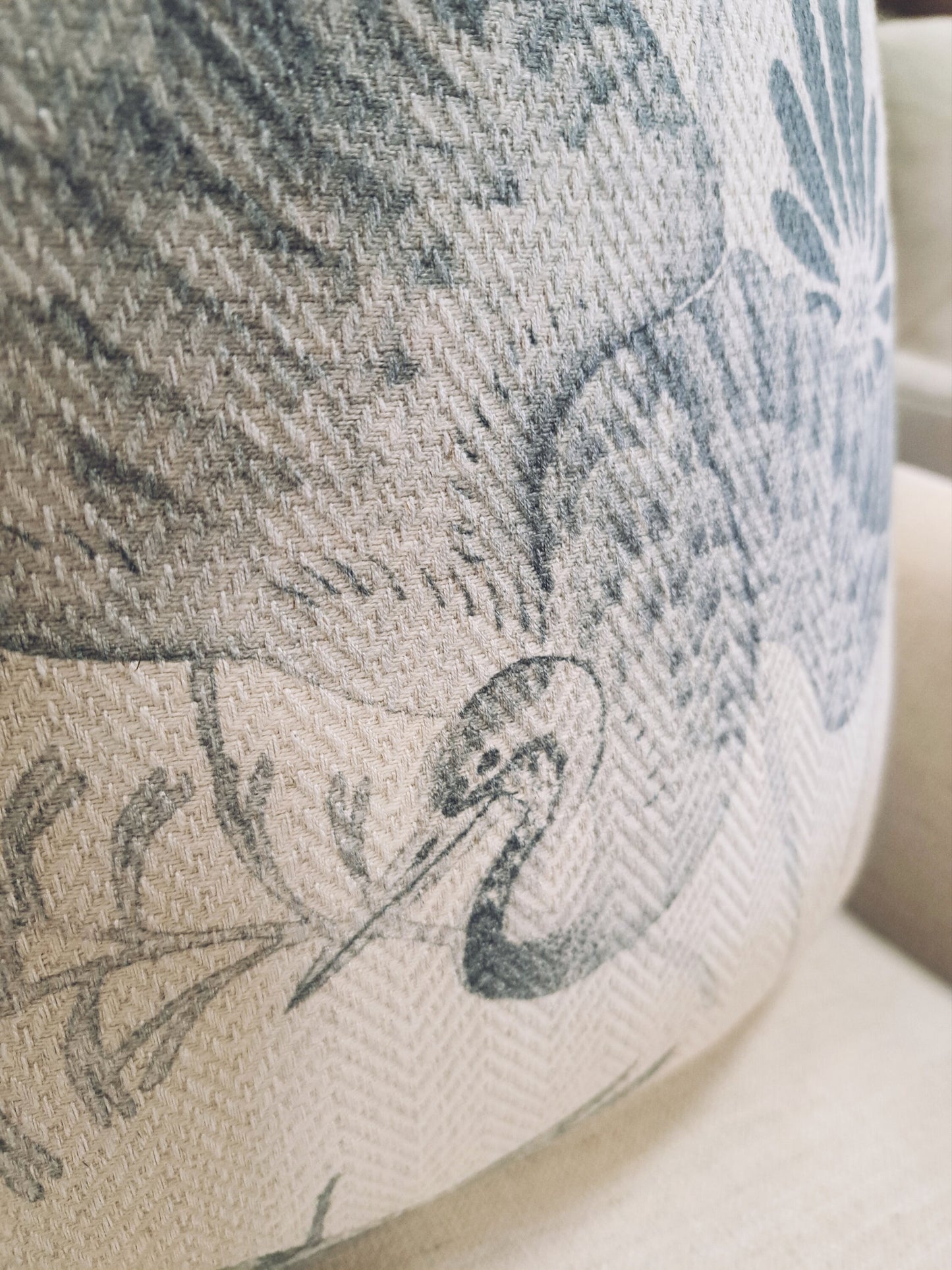 Slate Grey Coastal Bird Print Pillow Cover