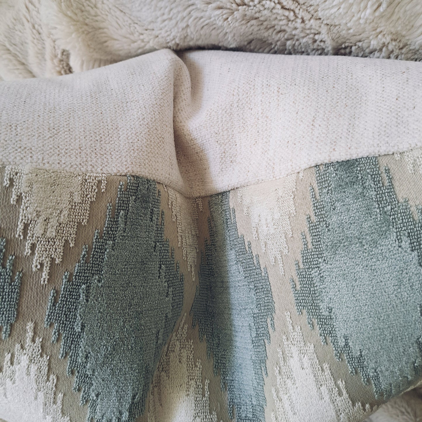 Spa and Cream Diamond Velvet Pillow Cover