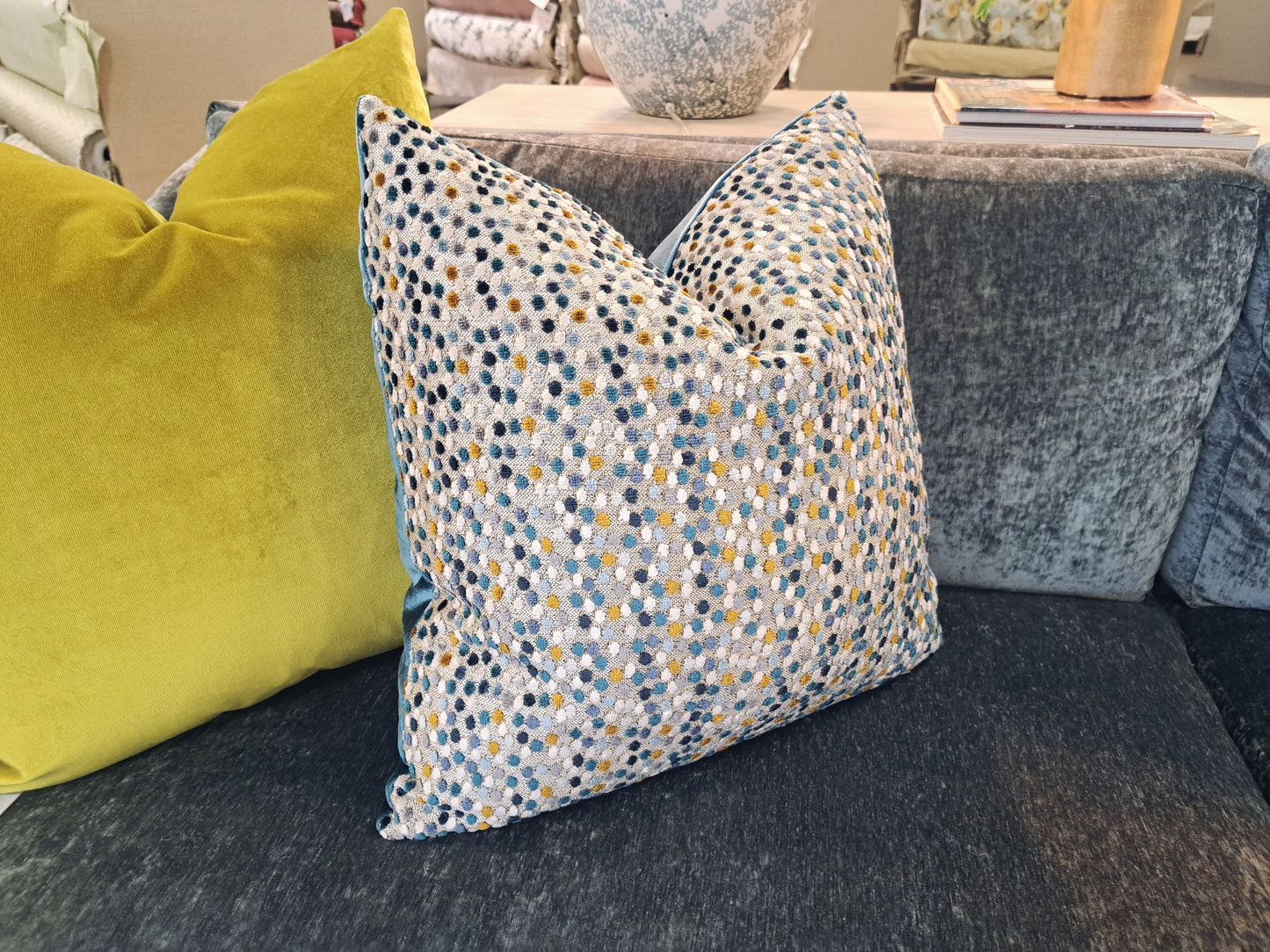 Colorful velvet dot Pillow Cover