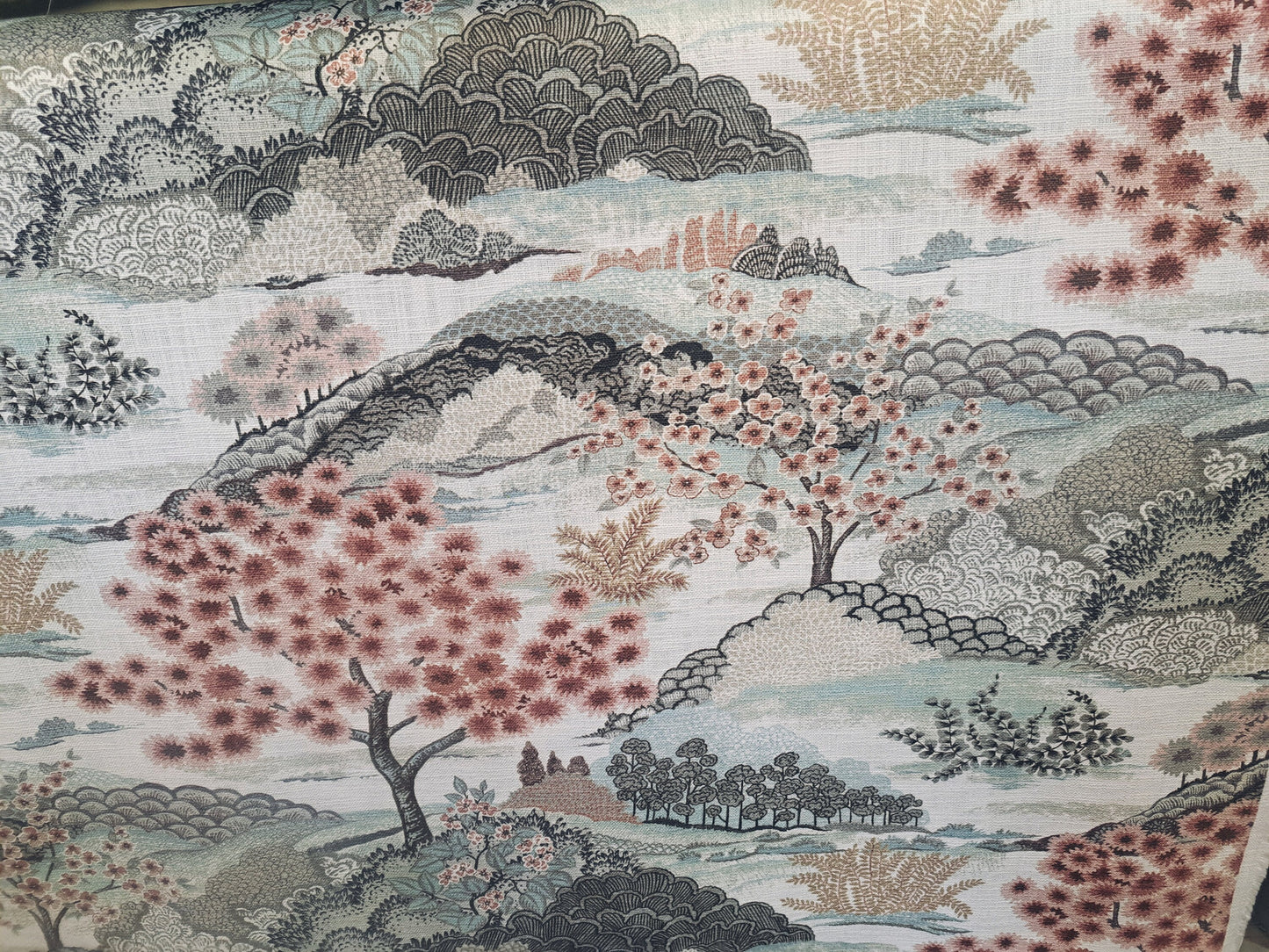 Blush and Blue Chinoiserie Scenery Pillow Cover