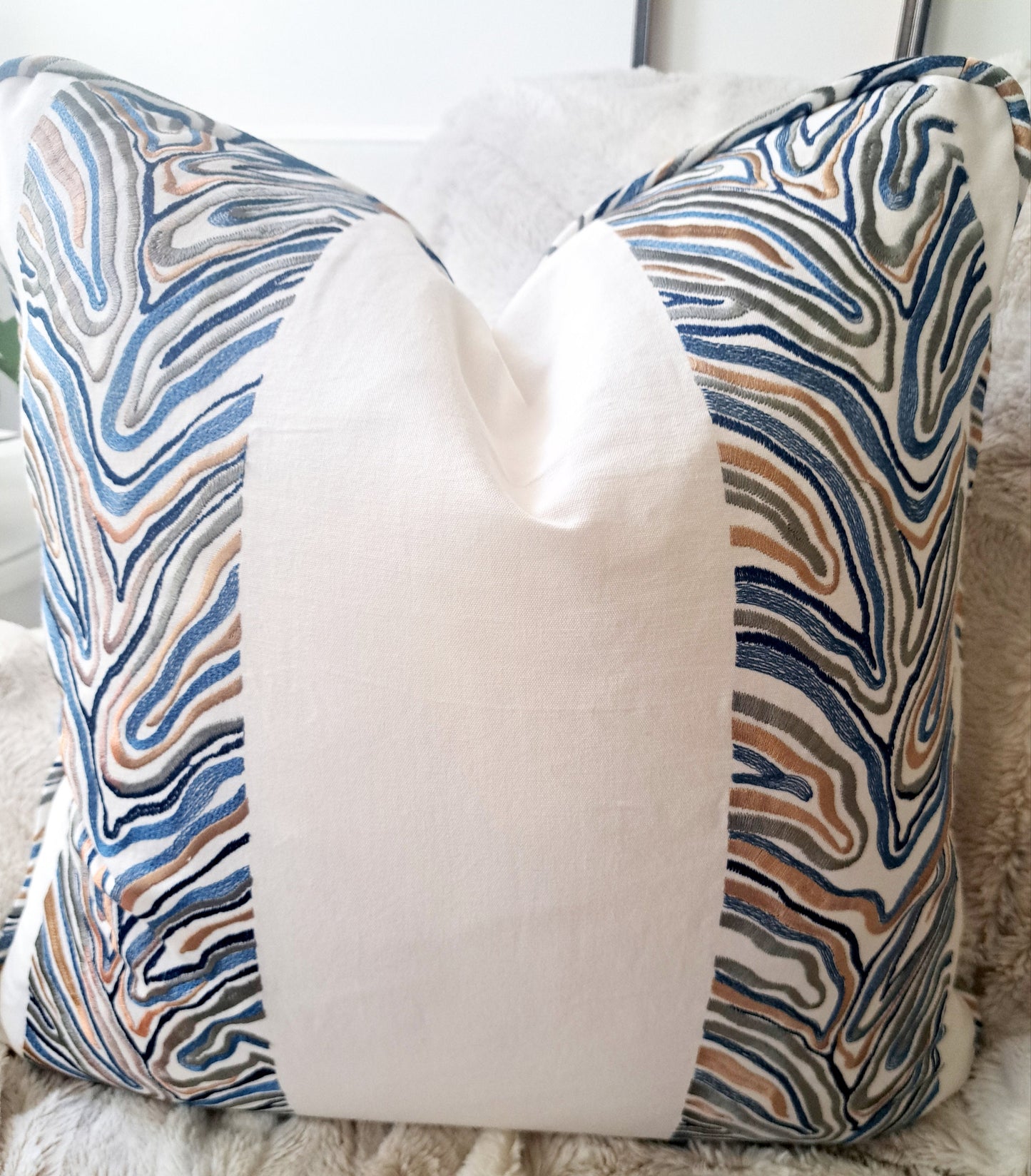 Animal stripe Allendale blues pillow cover